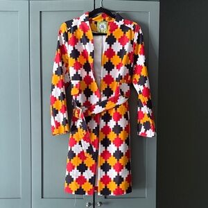 Geometric Patterned Trench Coat - Multicolor
